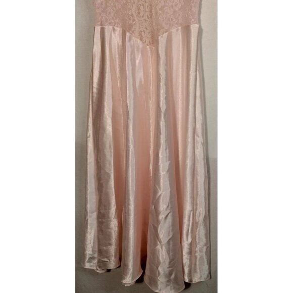 Cinema Etoile Nightgown S Pink Long Satin Lace Top Drop Waist Sexy Shimmer READ - Picture 10 of 13